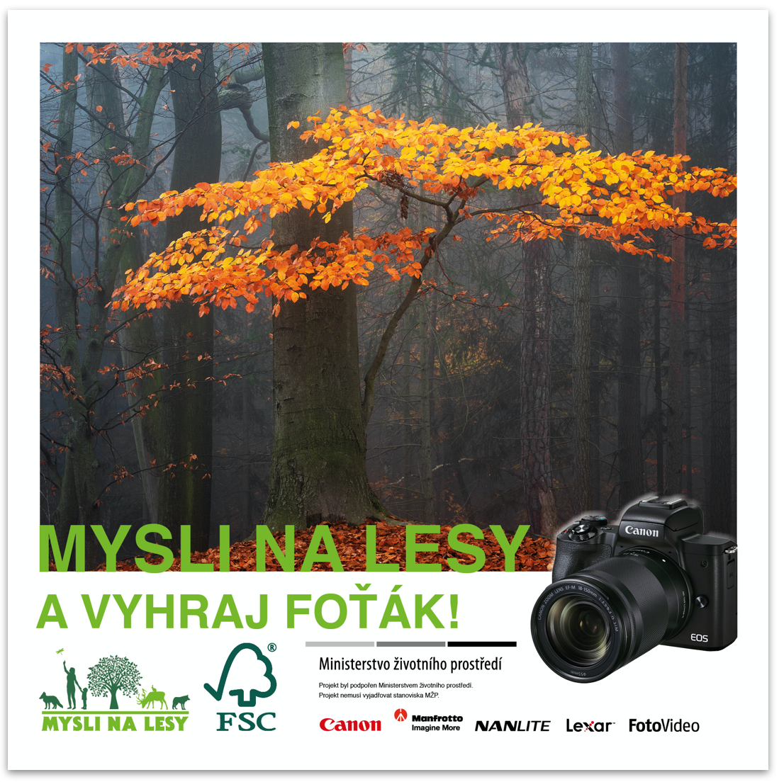 a flyer for the Mysli na lesy photo competition