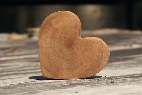 a wooden shaped heart