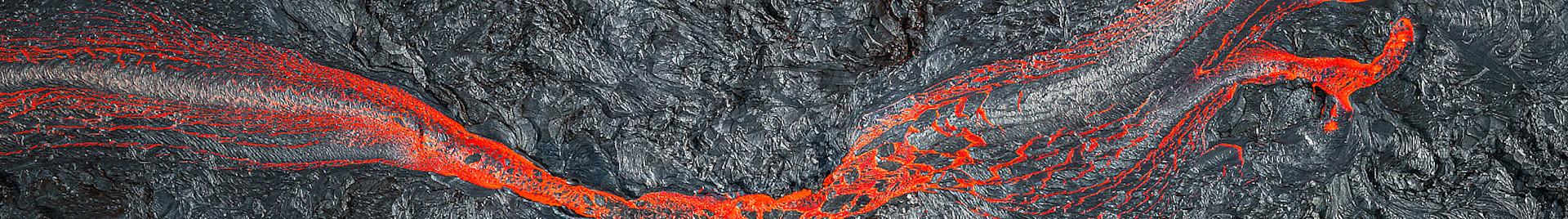 a photo of a lava river