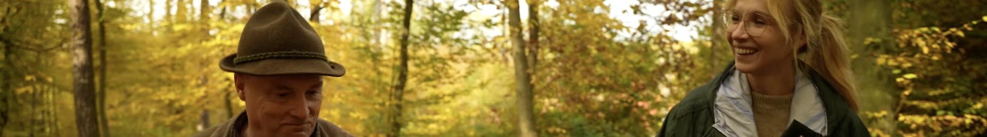 The faces of Jana Plodková and Josef Holeš in the forest